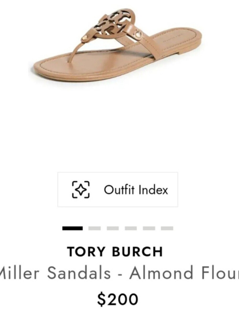 Tory Burch Miller Tan Calf Leather Logo Thong Sandals Almond Flour US 10 - Picture 2 of 16